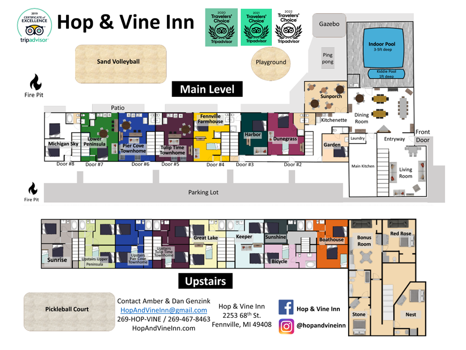 Large Michigan VRBO Floorplan of the Hop & Vine Inn near Saugatuck, Michigan